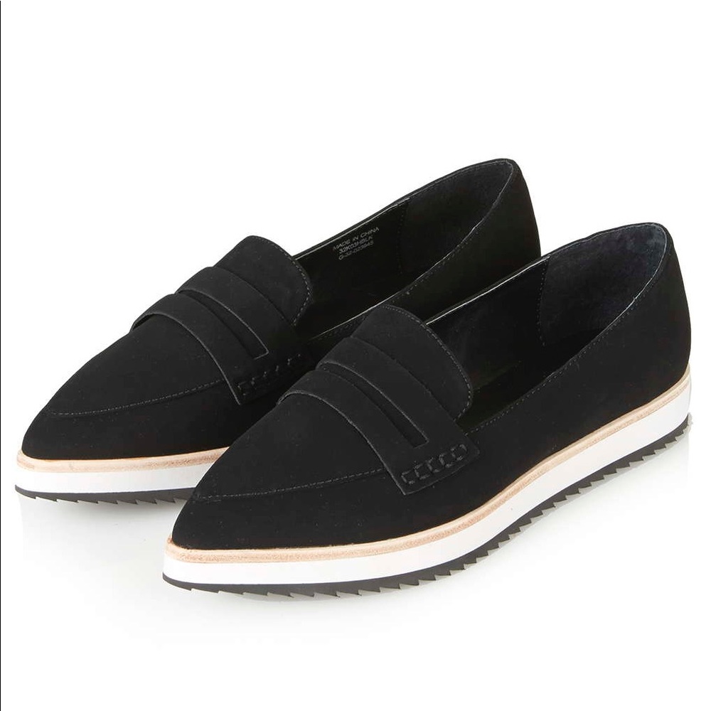 Topshop Black Platform Loafer Size 38 NWT